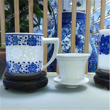 景德镇陶瓷茶杯 青花玲珑瓷杯 亮丽陶瓷