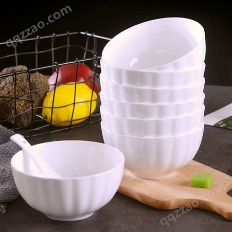 陶瓷碗家用米饭碗汤碗 纯白餐具创意南瓜碗 景德镇骨瓷碗中式