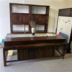 印尼黑酸枝阔叶黄檀新中式办公桌2件套红木实木书桌办公台