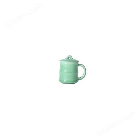 龙泉青瓷价格 茶杯 带把带盖竹节茶杯办公杯 会客杯会议室客厅 马克杯厂家