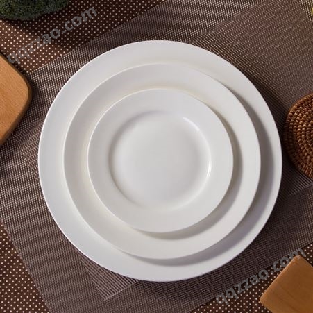 圆形菜盘 家用圆形骨瓷平盘餐盘 规格齐全可定制图案