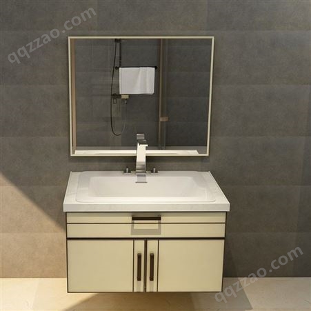 华铝家居现代简约太空铝轻奢浴室柜组合卫浴柜石英石台面白色