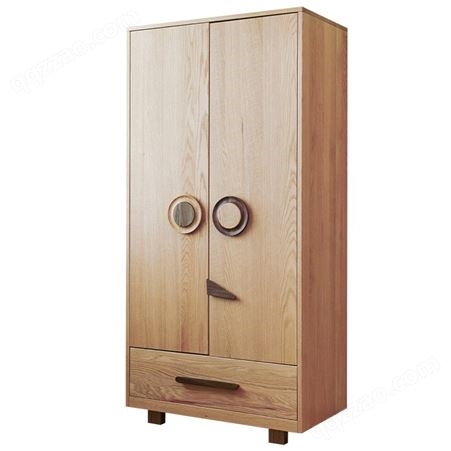 搏德森北欧儿童实木衣柜现代简约卡通小户型衣橱家用卧室分层收纳储物柜