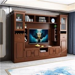 实木电视背景墙柜 现代客厅家具柜 大户型组合电视柜 中式影视酒柜