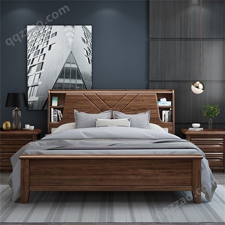 北欧实木床 1.8米双人床 主卧婚床 1.5m单人床 整木原木全屋定制