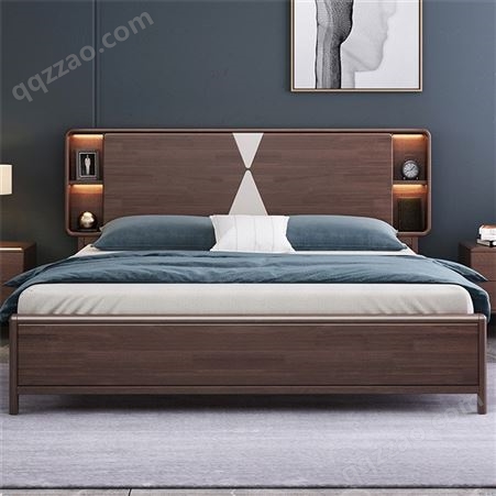 南京美式实木双人大床 1.8米卧室1.5米单人床 高箱储物婚床批发