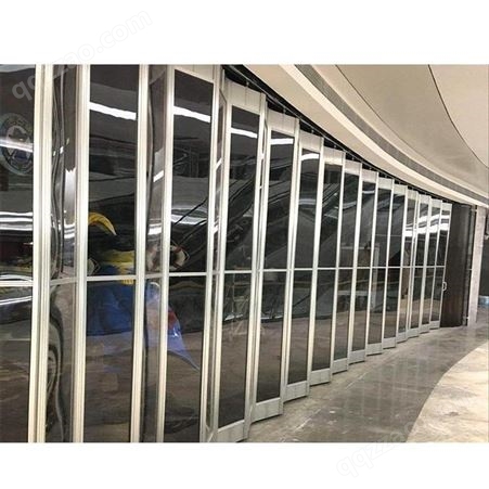 铭轩新款折叠门铝合金水晶折叠门 商场透明推拉折叠门隔断