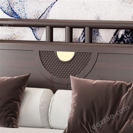 新中式现代简约乌金木实木床设计 1.8米双人床主卧婚床2×2米2大床卧室直销